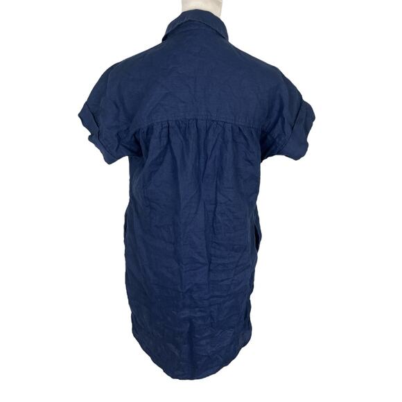 J. Crew Baird McNutt Irish Linen Button Shirt Dress Navy Relaxed Size XS - Picture 4 of 7